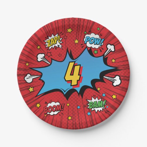 Superhero Birthday Comic Book Paper Plates