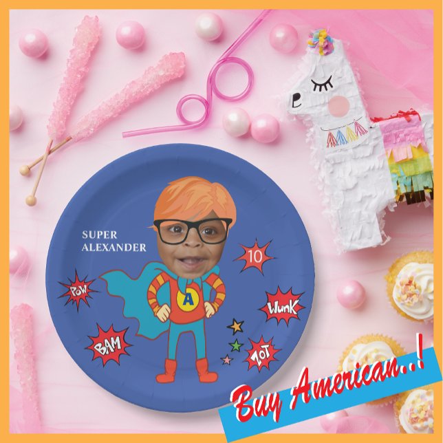 Superhero Birthday Comic ⚡  Fantastic Special Kid  Paper Plates (Creator Uploaded)