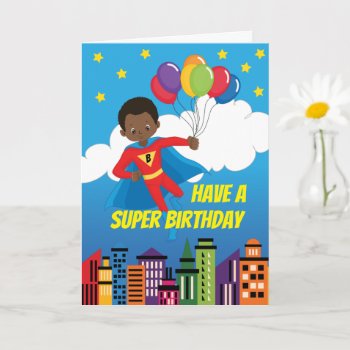 Superhero Birthday Diverse Black Card by cbendel at Zazzle