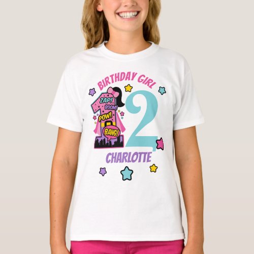 Superhero Birthday Girl Super Girl Custom Age T_Shirt