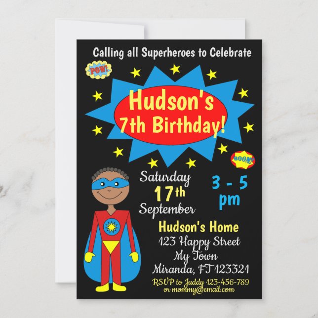 Superhero Birthday Invitation (Front)