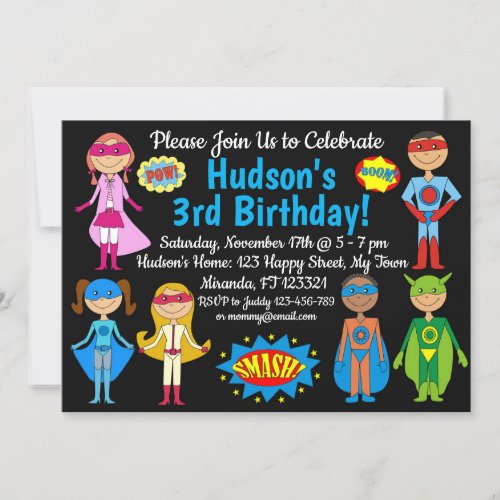 Superhero Birthday Invitation