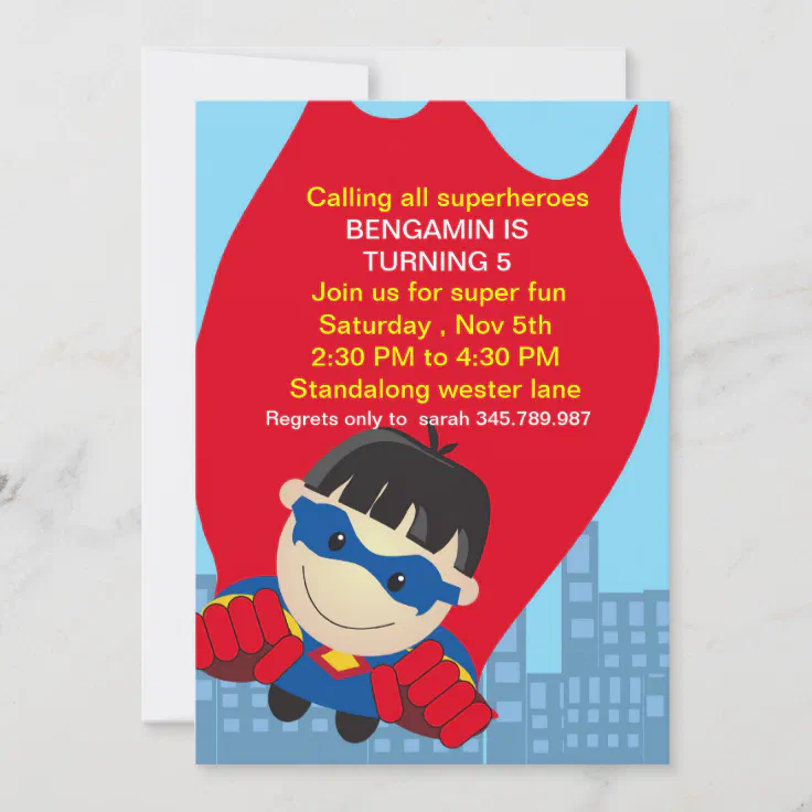 Superhero Birthday Invitation for the super boy | Zazzle
