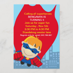 Superhero Birthday Invitation for the super boy bl