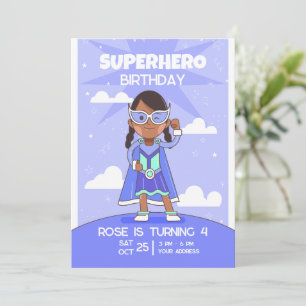 Superhero birthday invitation, Girls Birthday  Invitation
