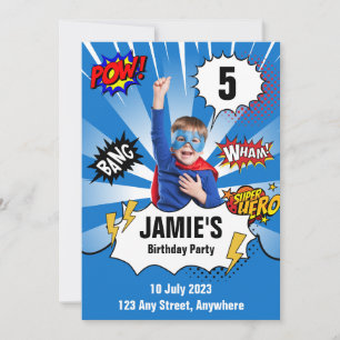 Superhero Birthday Invitation - Photo