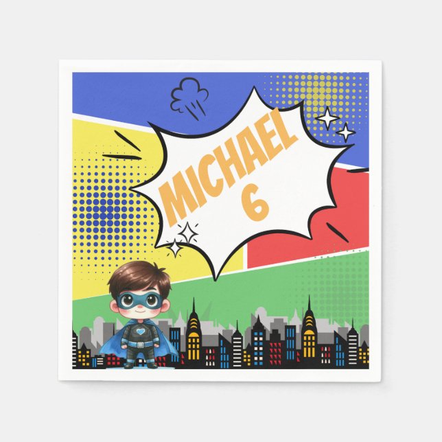 Superhero Birthday  Napkins (Front)