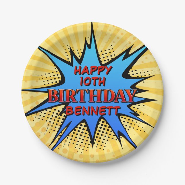 Superhero Birthday Paper Plates (Front)