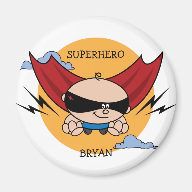 Superhero Birthday Party Favor Magnet (Front)