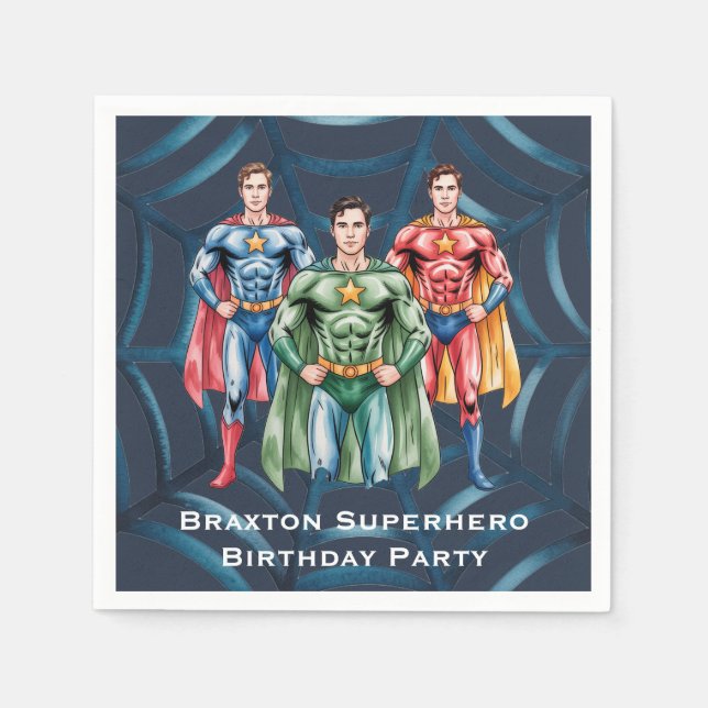 Superhero Birthday Party For Boys Napkins (Front)
