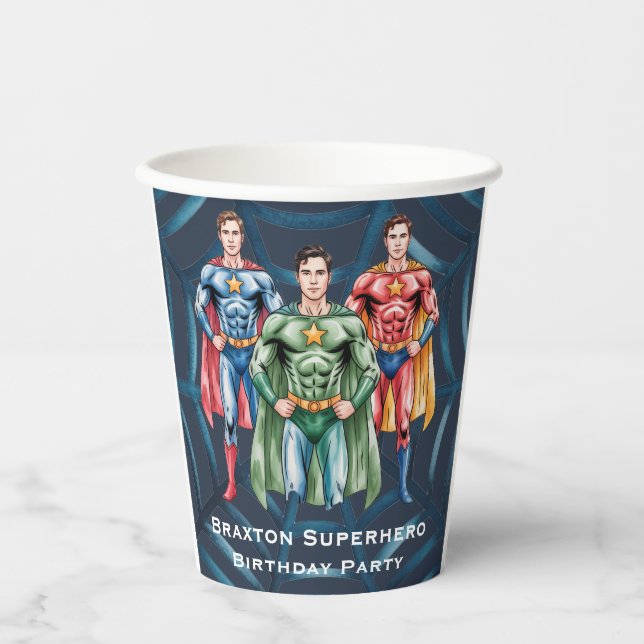 Superhero Birthday Party For Boys  Paper Cups (Front)