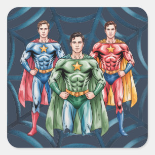 Superhero Birthday Party For Boys Square Sticker