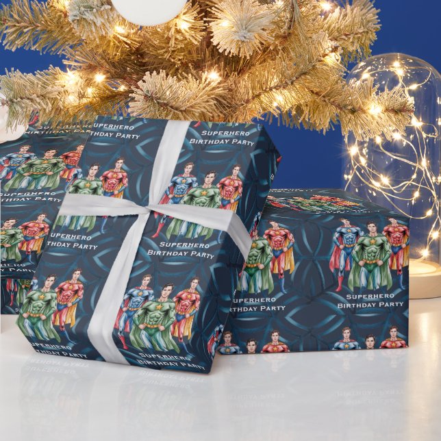 Superhero Birthday Party For Boys Wrapping Paper (Holidays)