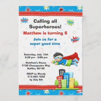 Superhero Birthday Party Invitation by eventfulcards at Zazzle