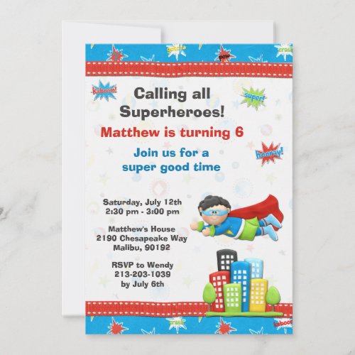 Superhero Birthday Party Invitation