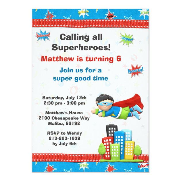 Superhero Birthday Party Invitation