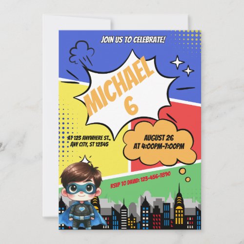 Superhero Birthday Party Invitation