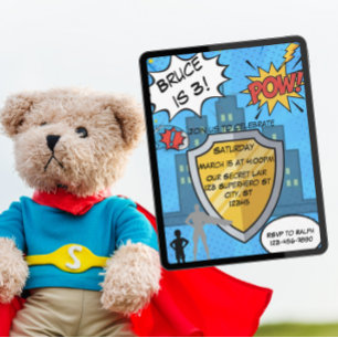 Superhero birthday party invitation