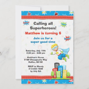 Superhero Birthday Party Invitation