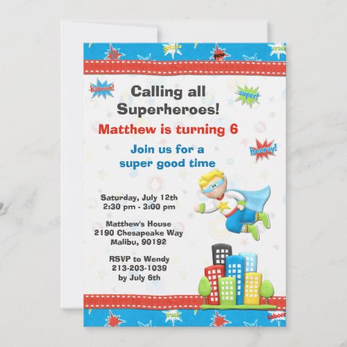 Superhero Birthday Party Invitation