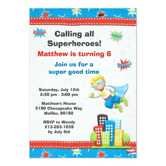 Superhero Birthday Party Invitation