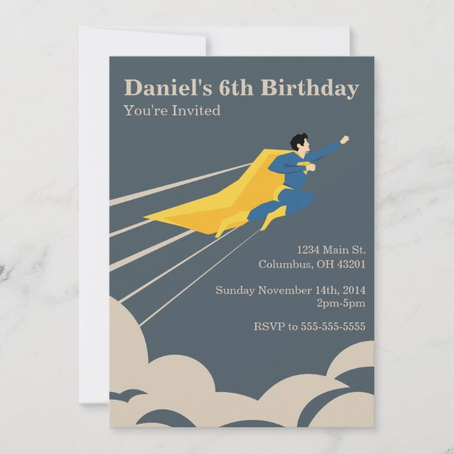 Superhero Birthday Party Invitation (Front)