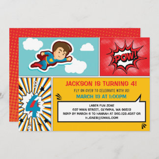 Superhero Birthday Party Invitation - Boy Colors