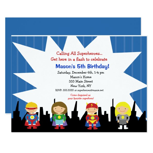 Superhero Birthday Party Invitations