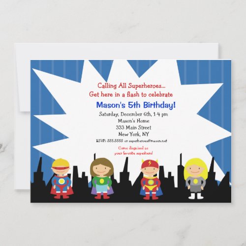 Superhero Birthday Party Invitations