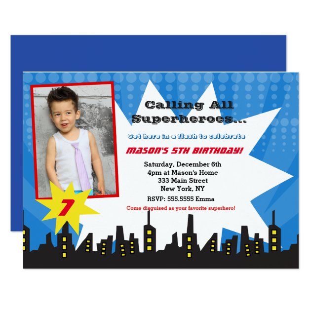 Superhero Birthday Party Invitations