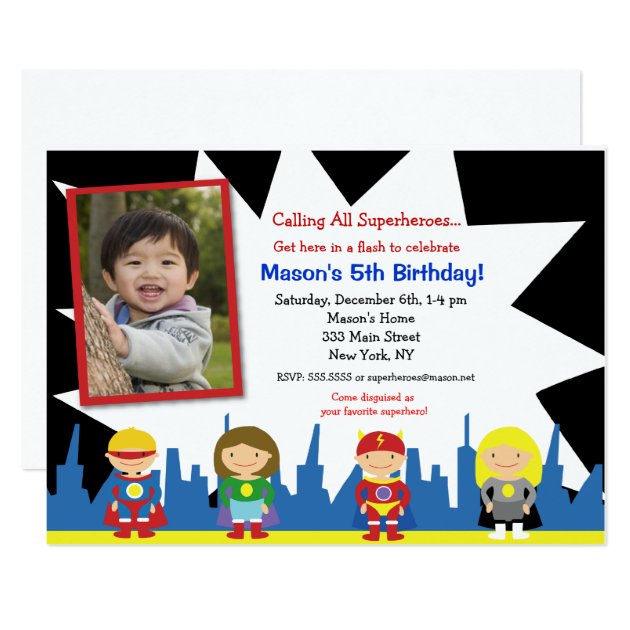 Superhero Birthday Party Invitations