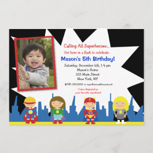 Superhero Birthday Party Invitations