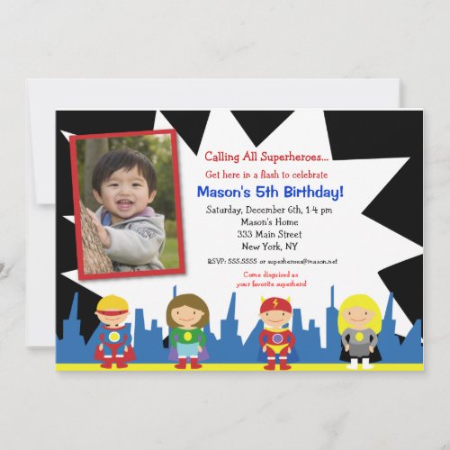 Superhero Birthday Party Invitations