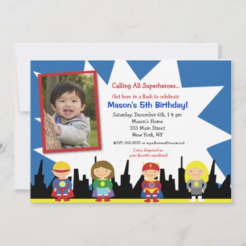 Superhero Birthday Party Invitations