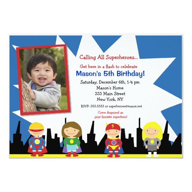 Superhero Birthday Party Invitations