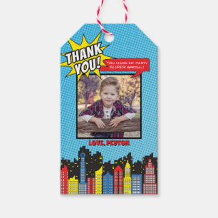 Superhero Birthday Photo Thank You Favor Tag