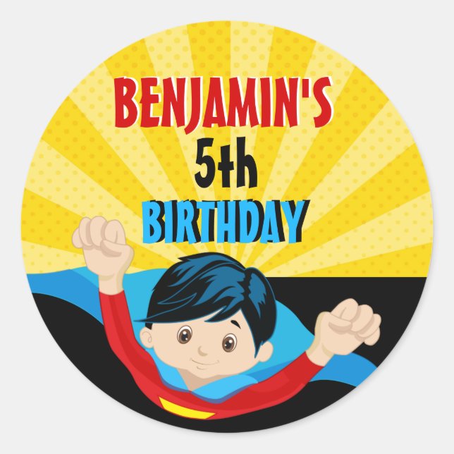 Superhero birthday sticker (Front)