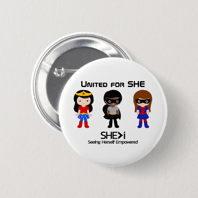 SUPERHERO Black Outline - United for SHE Button (Front & Back)