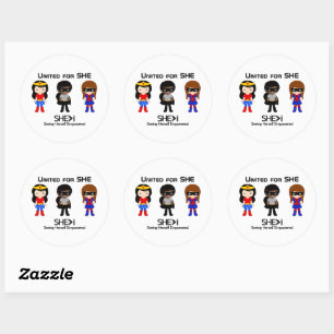SUPERHERO Black Outline - United for SHE Classic Round Sticker