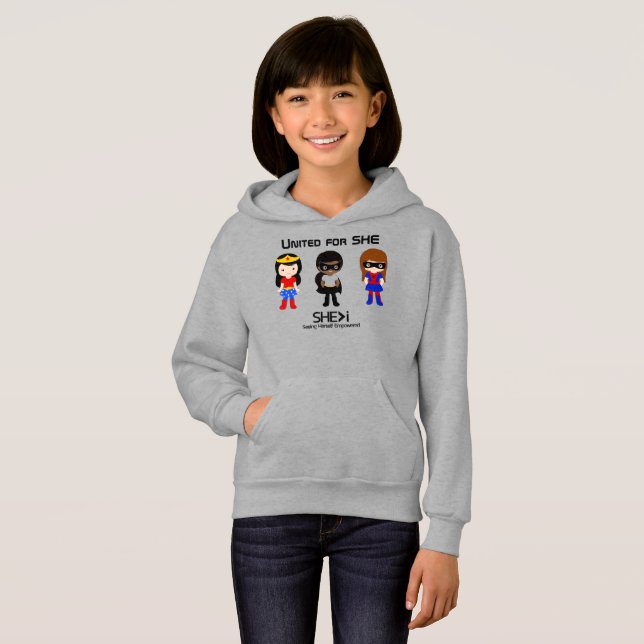 SUPERHERO Black Outline - United for SHE Hoodie (Front Full)