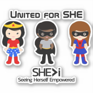 SUPERHERO Black Outline - United for SHE Sticker