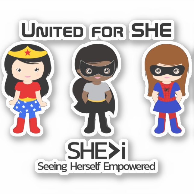 SUPERHERO Black Outline - United for SHE Sticker (Front)