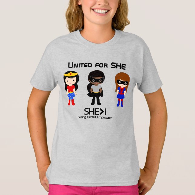 SUPERHERO Black Outline - United for SHE T-Shirt (Front)