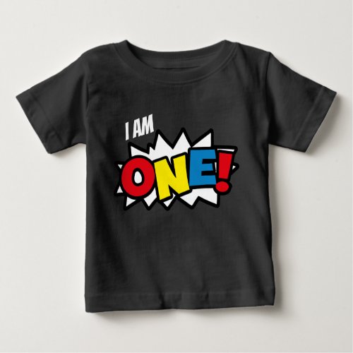 Superhero Black T_shirt 1st Birthday Outfit Baby T_Shirt