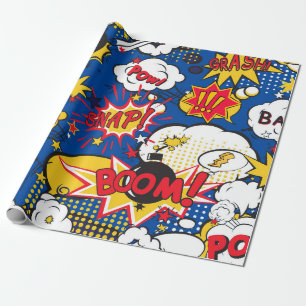 Superhero Blast Wallpaper Wrapping Paper