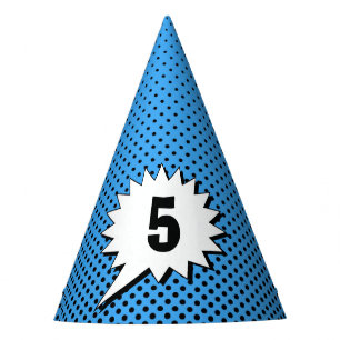 Superhero Blue Back Dot – Personalized Age – Party Hat