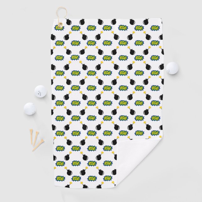 Superhero BOOM Bombs Sports theme Fun Golf Towel (InSitu)
