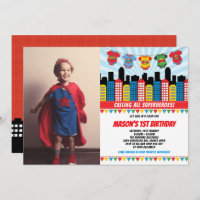 Superhero Boy 1st Birthday Cityscape Party Photo