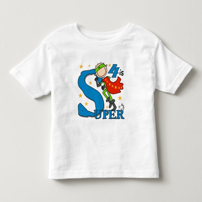 Superhero Boy 4th Birthday Tshirts and Gifts (Front)