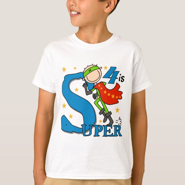 Superhero Boy 4th Birthday Tshirts and Gifts (Front)